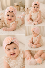 طقم توربان ودلاغات للبيبي 🎀